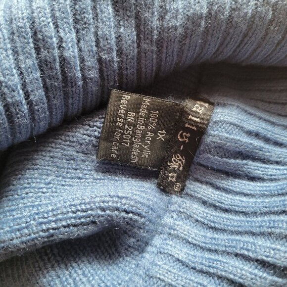 VintageTally Ho  Blue Zip-Up Acrylic Cardigan With Pockets - Women's 1X - Picture 4 of 5